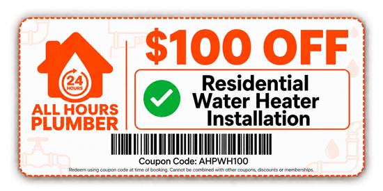 $100 off Residential Water Heater Installation Coupon